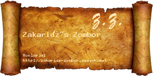 Zakariás Zombor névjegykártya